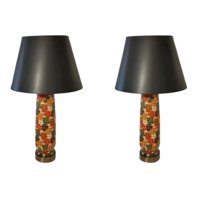 Pair of Midcentury Patchwork Table Lamps For Sale