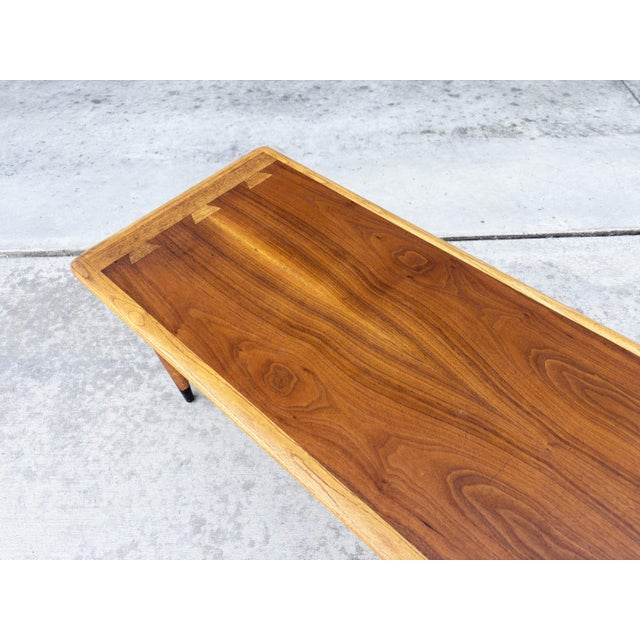 Wood 1960s Mid-Century Modern Lane "Acclaim" Walnut and Oak Surfboard Coffee Table For Sale - Image 7 of 10