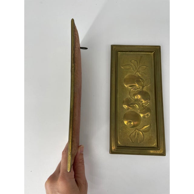 Mid-Century Modern Brass Fruit Plaques - a Pair For Sale - Image 3 of 6