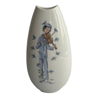 MCM 1950s Rosenthal Germany 8" Tall Porcelain Vase"The Violinist" Sign Raymond Peyote #1507 For Sale