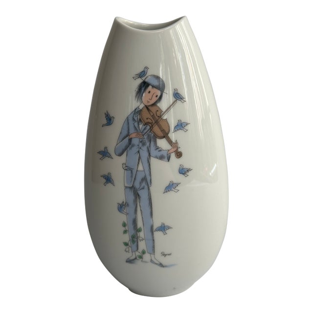 MCM 1950s Rosenthal Germany 8" Tall Porcelain Vase"The Violinist" Sign Raymond Peyote #1507 For Sale