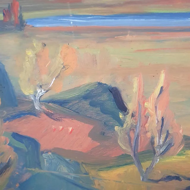1950s Mid-Century Swedish Modernist Landscape Oil Painting by Nils Dramé For Sale - Image 16 of 18
