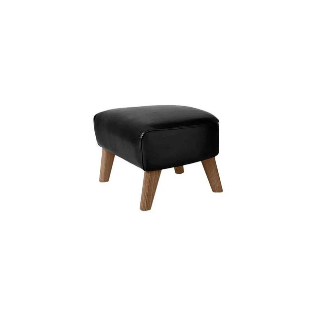 Contemporary Set of Black Leather and Smoked Oak My Own Chair Footstools by Lassen For Sale - Image 3 of 6
