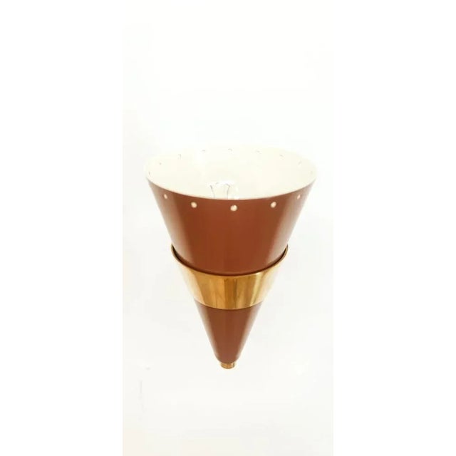 Metal Maroon & Gold Adjustable Cone Wall Lamp For Sale - Image 7 of 9