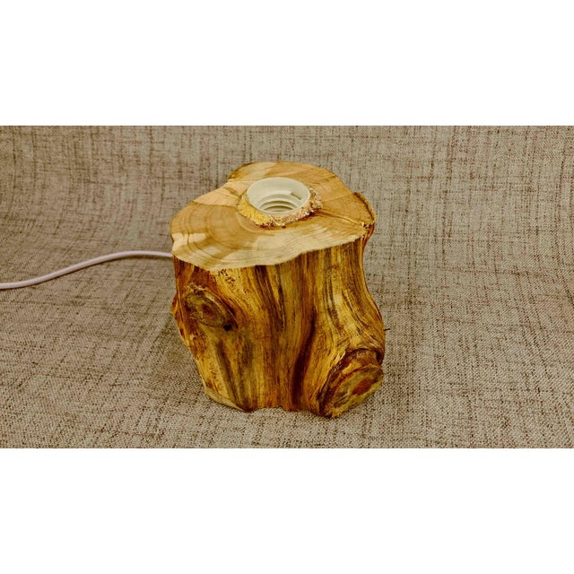 Rustic Handmade Solid Reclaimed Natural Log Edison Filament Table Desk Lamp For Sale - Image 6 of 6