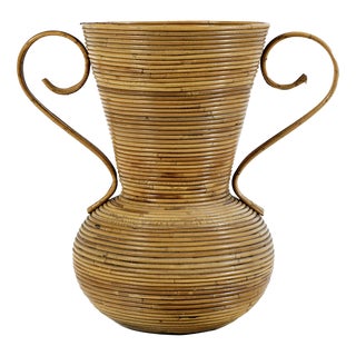 Large Wicker Amphora Vase from Vivai Del Sud, Italy, 1970s For Sale