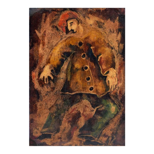 Antonio Camarca - Figure - Original Oil on Cardboard - Mid-20th Century For Sale