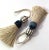 Petite Blue and White Beaded Key Tassel With Velvet Ruche For Sale - Image 9 of 15