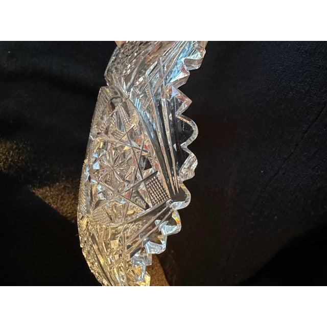 Antique, American Brilliant Period Crystal Glass Hand Cut Low Bowl Made by J Hoare For Sale - Image 11 of 13