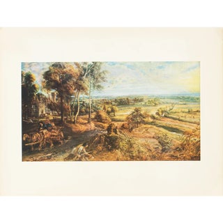 1956 After Peter Paul Rubens "Landscape With Castle Scene", Full-Color Print For Sale