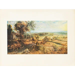 1956 After Peter Paul Rubens "Landscape With Castle Scene", Full-Color Print