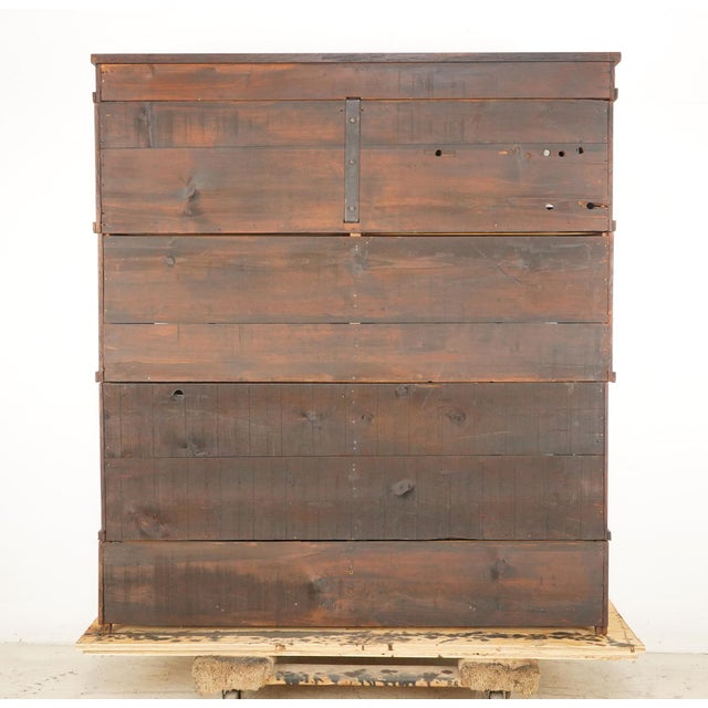 Brown Vintage Arts & Crafts Six Section Barrister Bookcase For Sale - Image 8 of 9