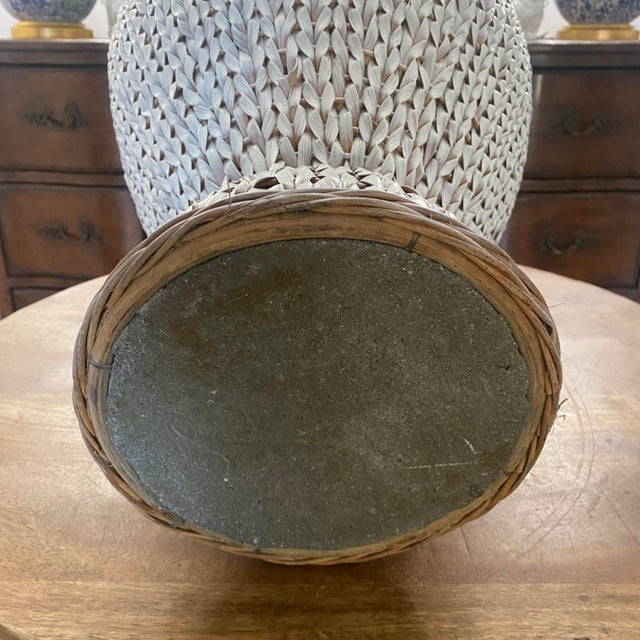 Vintage Oversized White Wicker Floor Vase Chairish