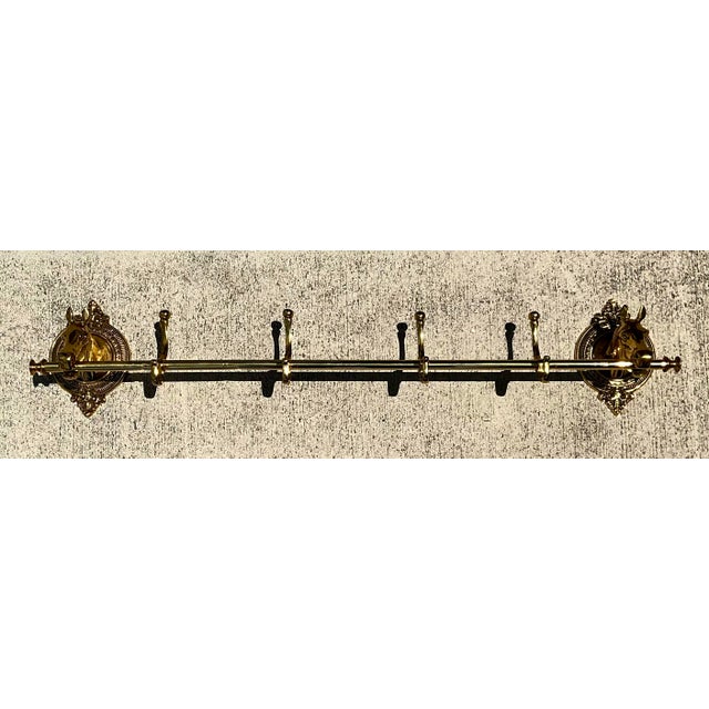 Mid 20th Century Vintage Polished Brass Horse Head Coat Rack For Sale - Image 5 of 12