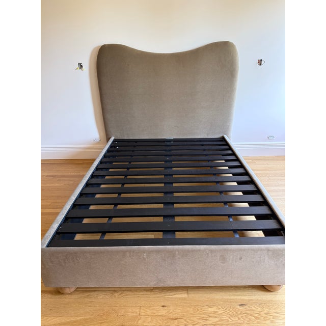 2020s Lemieux Et Cie Queen Velvet Bed Frame For Sale - Image 5 of 6
