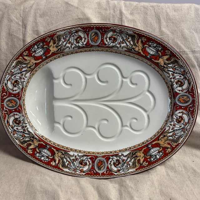 Cinnamon Italian Carving Platter Minton Florentine Griffin Carving Platter !850"s For Sale - Image 8 of 9