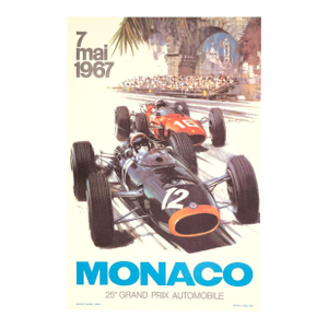 Monaco Grand Prix 1967 Michael Turner Vintage French Automobile Racing Poster