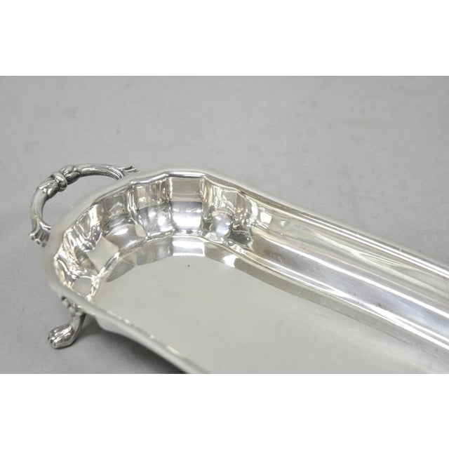 Vintage English Regency Silver Plated Paw Foot Scalloped Narrow Trinket Dish For Sale - Image 10 of 11