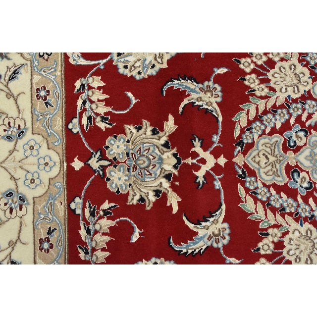 Fine Nain Rug 8′ X 11’3” Red Wool Traditional Hand-Knotted Oriental Carpet For Sale - Image 10 of 15