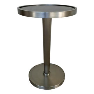Pearson Modern Zebra Wood and Satin Nickel Drinks Table For Sale