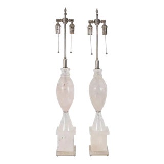 Early 21st Century Rock Crystal Urn Shaped Table Lamps - A Pair For Sale
