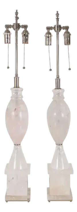 Early 21st Century Rock Crystal Urn Shaped Table Lamps - A Pair
