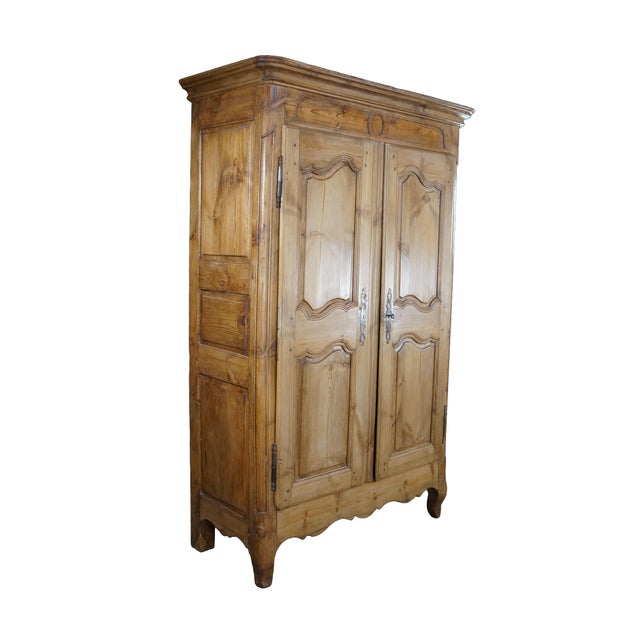 Victorian Antique 19th C. French Provincial Louis XV Pine Wardrobe Armoire Media Cabinet For Sale - Image 3 of 17