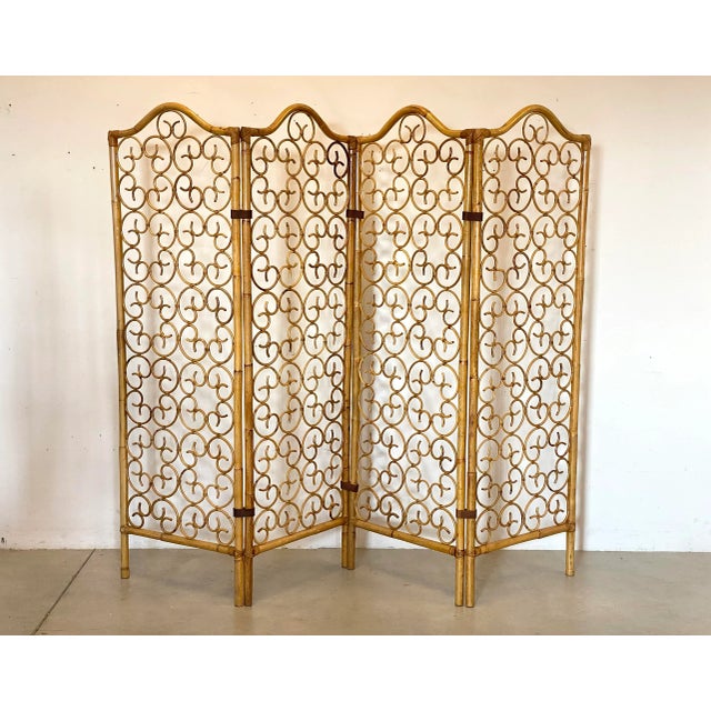 Light Yellow Vintage Screen in Bamboo, 1970s For Sale - Image 8 of 8