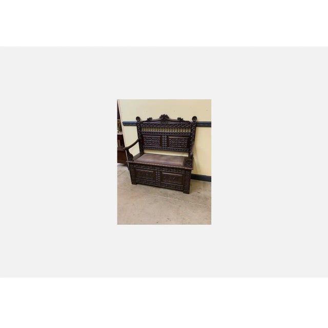 Antique Neo-Gothic Chest Bench, 1880 For Sale - Image 6 of 11