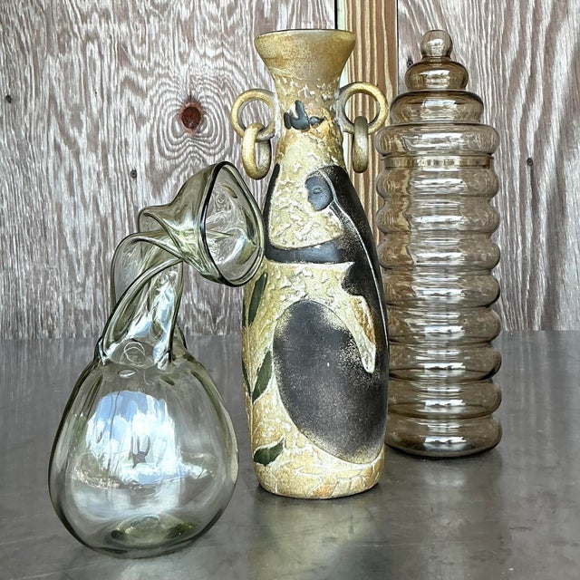 Mid 20th Century Vintage Boho Abstract Figurative Plaster Vase For Sale - Image 5 of 5