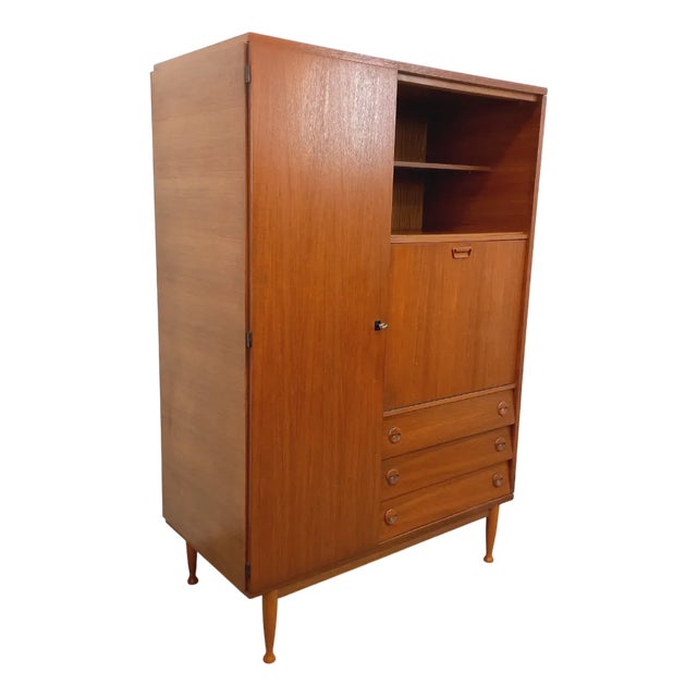 Vintage Scandinavian Style Teak Secretaire Cabinet, 1960s For Sale