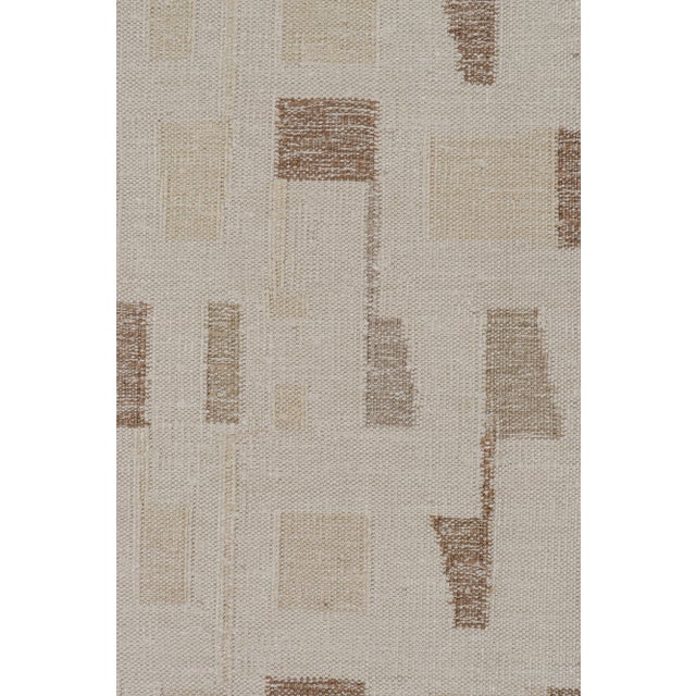 2010s Rug & Kilim’s Scandinavian Style Silk Kilim in Taupe & Brown Geometric Patterns For Sale - Image 5 of 8