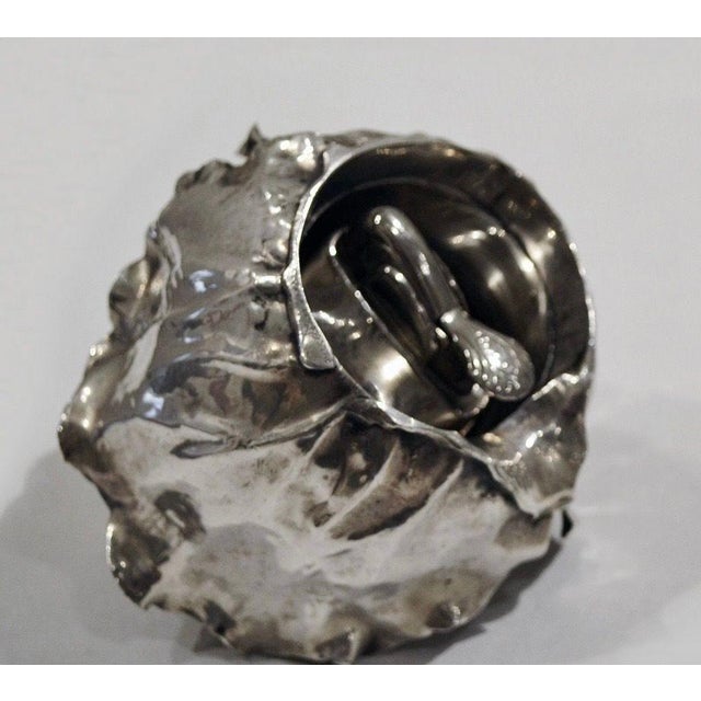 Modern Sterling Silver Table Lighter by Mario Buccellati in the Form of a Cabbage For Sale - Image 3 of 6