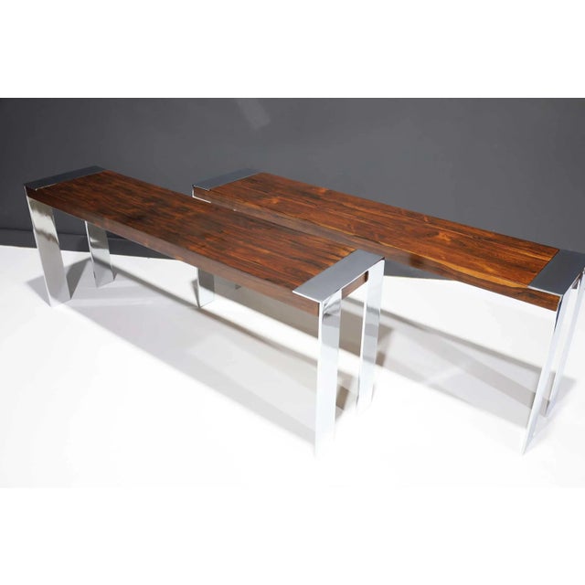 Late 20th Century Flair Rosewood and Chrome Console For Sale In Dallas - Image 6 of 10