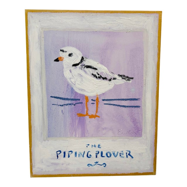 Anne Louise-Ewen Original Oil Painting - “Piping Plover” Bird - 16x20 - Signed For Sale