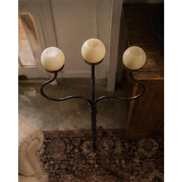 Contemporary Hand-Forged Sculptural Wrought Iron Floor Candelabrum, 1990s–2000s For Sale - Image 3 of 4