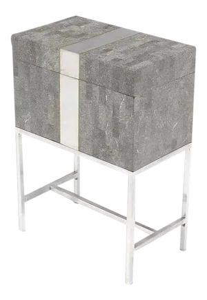 Mid Century Modern Maitland Smith Tessellated Stone Chest Small Trunk on Base