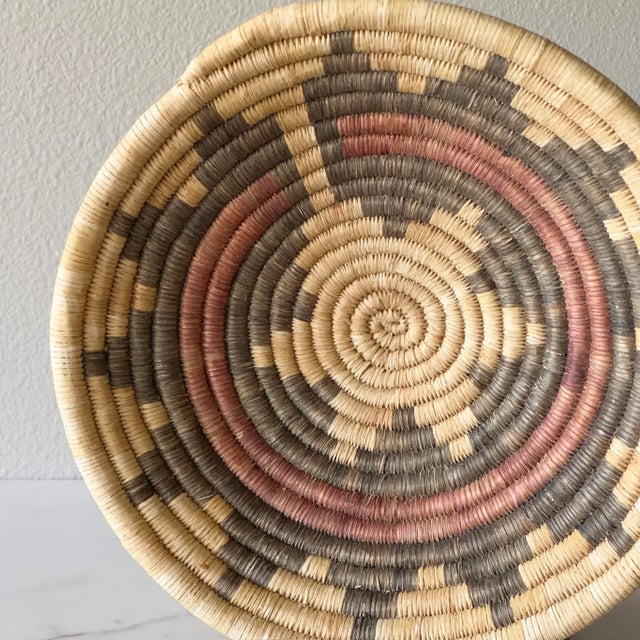 Navajo Indian Art Woven Starburst Motif Coil Basket For Sale - Image 4 of 8