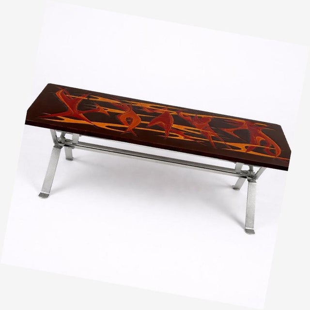 Metal Mid-Century Modern Space Age Flames Tabletop and Chrome Coffee Table For Sale - Image 7 of 15
