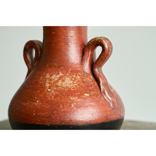 Sculptural Vase in Red and Black Pottery, 1940s For Sale - Image 11 of 12