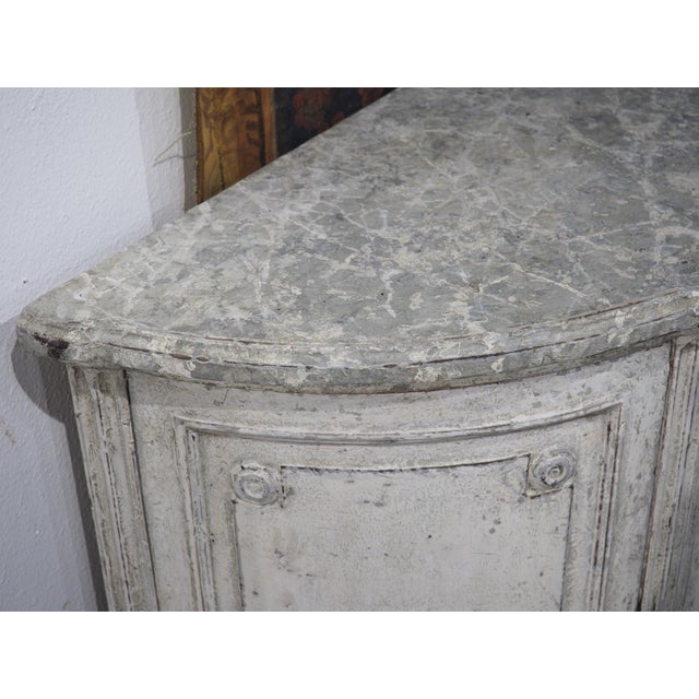 Pair of Large Antique French Louis XVI Style Painted Demi-Lune Buffets, 1900s For Sale - Image 4 of 18