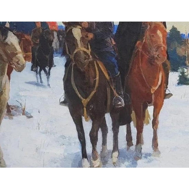 Antique Oil Painting: October Revolution on Horses, Soviet Art 120-160 For Sale - Image 4 of 6