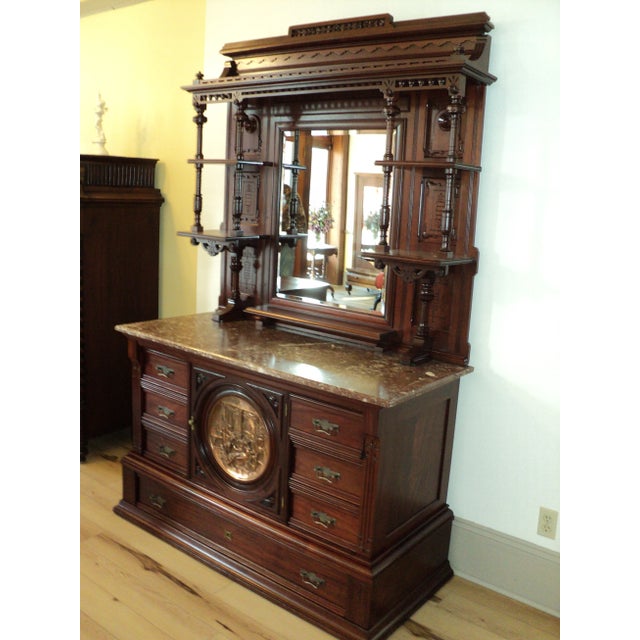 Late 19th Century Victorian Marble Top Cherry Buffet with Mirror For Sale - Image 12 of 12