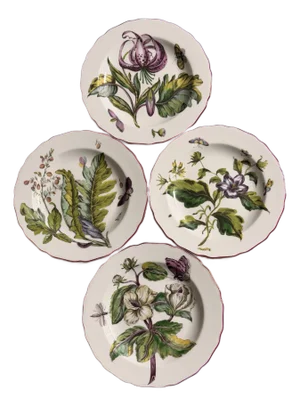 Chelsea Plates Botanical Design by Mottahedeh for Metropolitan Museum of Art - Set of 4
