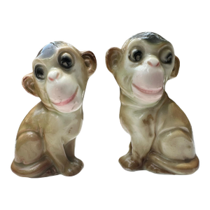 Vintage Mid-Century Modern Palm Beach Monkey Statues Salt and Pepper Shakers Set Monkey Figurines – Pair