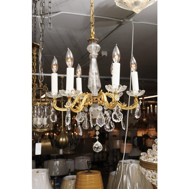 Petite Gilt Bronze & Crystal Louis XV Style Chandelier, 1930s France For Sale - Image 10 of 13