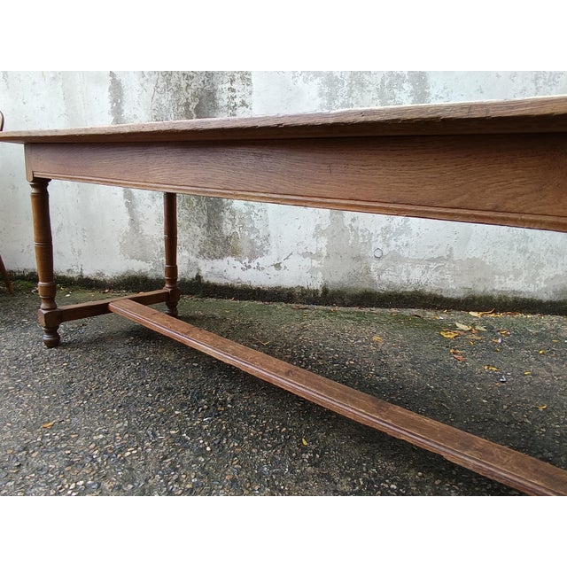 Brown Rustic Oak Farmhouse Table For Sale - Image 8 of 18