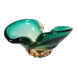 Italian Murano Style Art Glass Bowl, Possibly by Sommerso For Sale