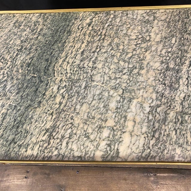 French Louis XVI Marble Top Coffee Table With Brass Border For Sale In Portland, ME - Image 6 of 11