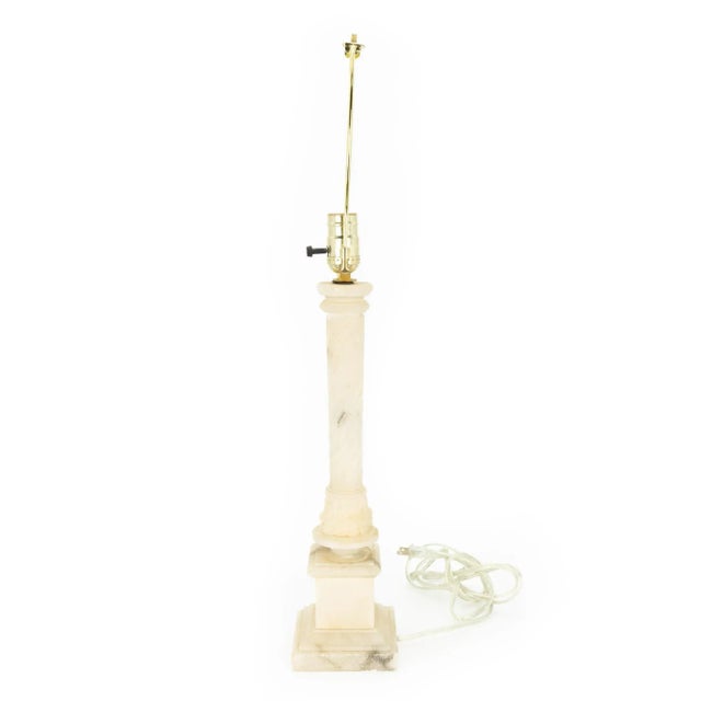 1960s Hand Carved Italian Mid Century Alabaster Column Table Lamp For Sale - Image 5 of 11